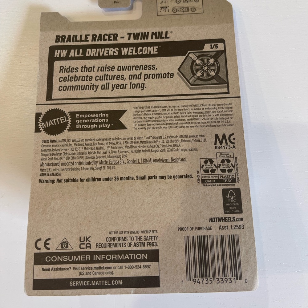 Braille Racer - Twin Mill Hot Wheels Car - Picture 5 of 6